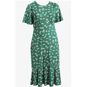 Boden Green Floral V-Neck Dress 16-18R
